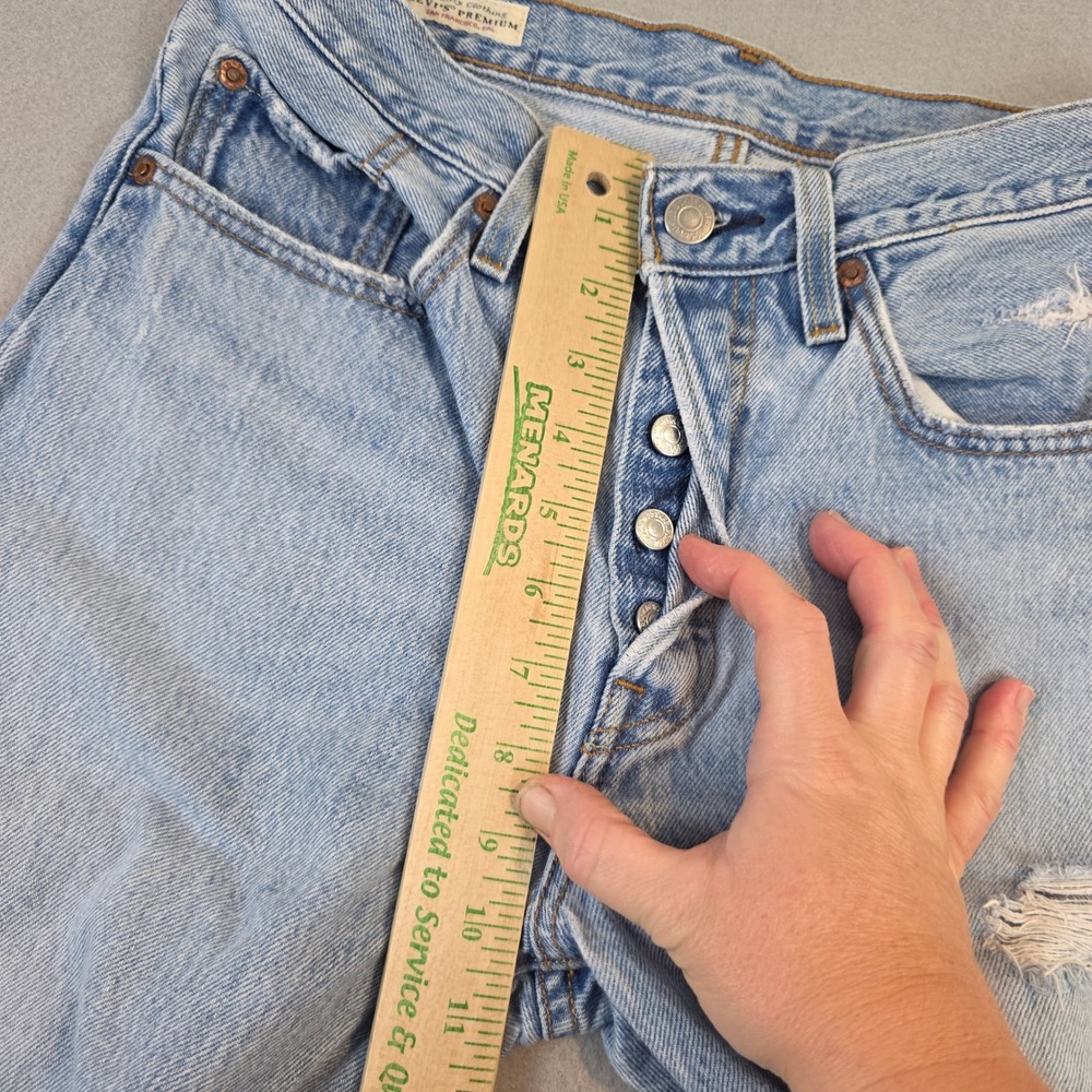 Levis Premium 501 Original Light Wash Denim Straight Leg Jeans Button Fly 26 - Picture 10 of 12